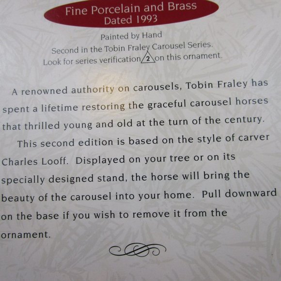 Hallmark 1993 Christmas Ornament Tobin Farley Carousel 2nd in Series with Stand - Picture 13 of 14